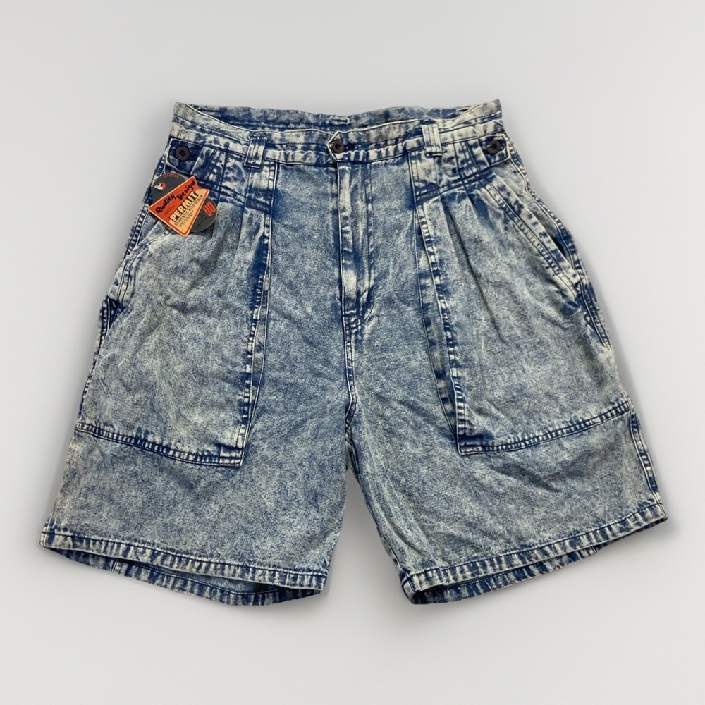 Vintage Permit Shorts Men's 30 Blue Acid Wash Denim 90s 80s Retro Cotton Jorts